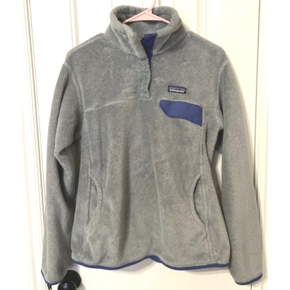 Patagonia Re-Tool Snap-T Fleece Pullover Jacket Grey/ Blue Women's L - Picture 2 of 16